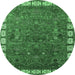 Round Oriental Emerald Green Industrial Rug, urb2331emgrn