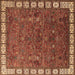 Square Machine Washable Oriental Brown Industrial Rug, wshurb2331brn