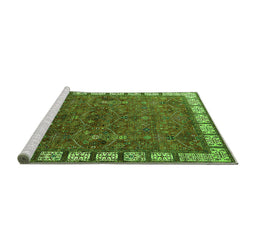 Sideview of Machine Washable Oriental Green Industrial Area Rugs, wshurb2331grn