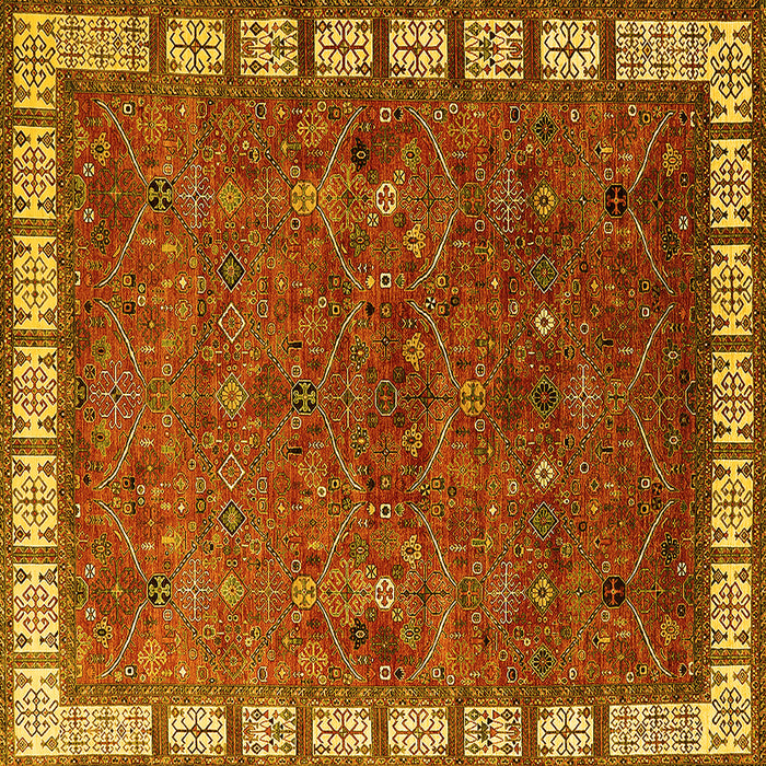 Square Machine Washable Oriental Yellow Industrial Rug, wshurb2331yw