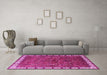 Machine Washable Oriental Pink Industrial Rug in a Living Room, wshurb2331pnk