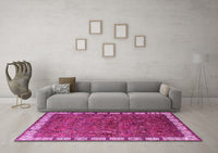 Machine Washable Oriental Pink Industrial Rug, wshurb2331pnk