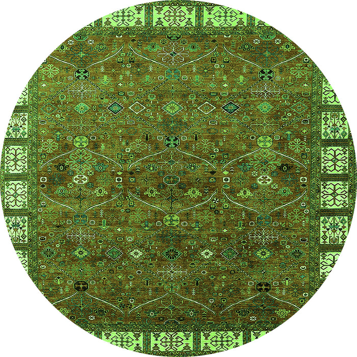 Round Oriental Green Industrial Rug, urb2331grn