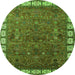 Round Oriental Green Industrial Rug, urb2331grn