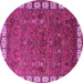 Round Machine Washable Oriental Pink Industrial Rug, wshurb2331pnk