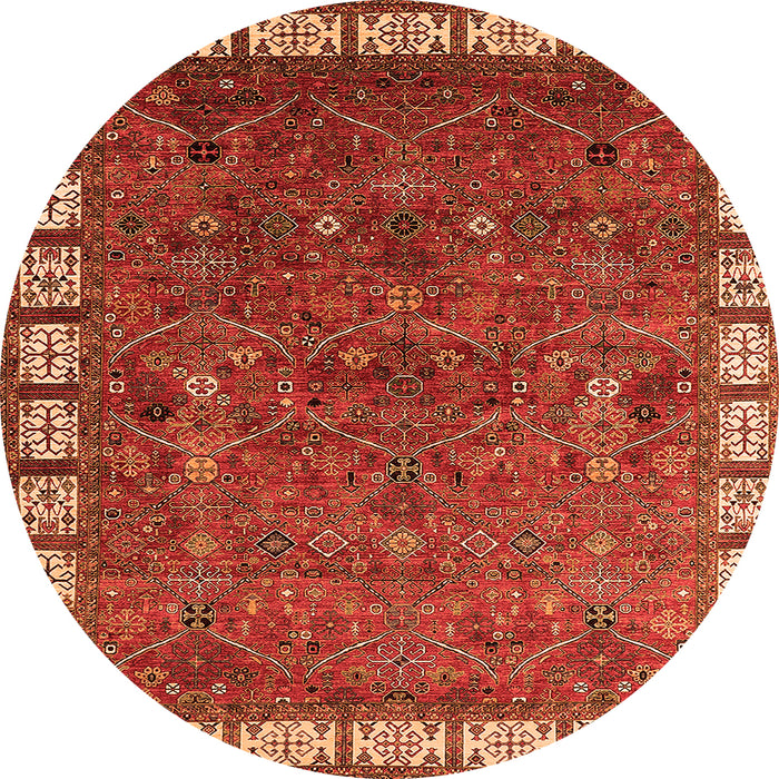 Round Oriental Orange Industrial Rug, urb2331org