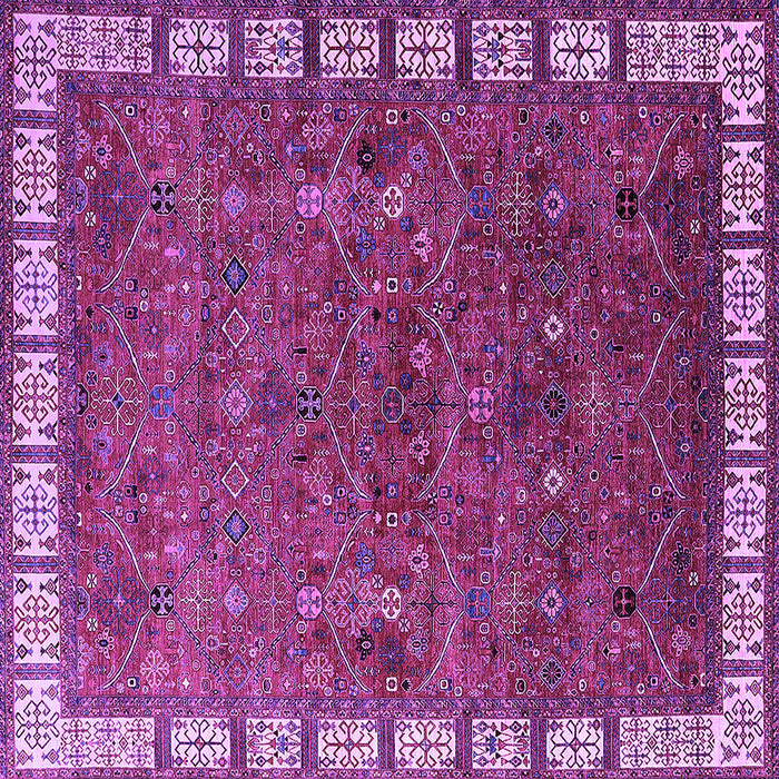 Square Machine Washable Oriental Purple Industrial Area Rugs, wshurb2331pur