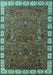 Machine Washable Oriental Turquoise Industrial Area Rugs, wshurb2331turq