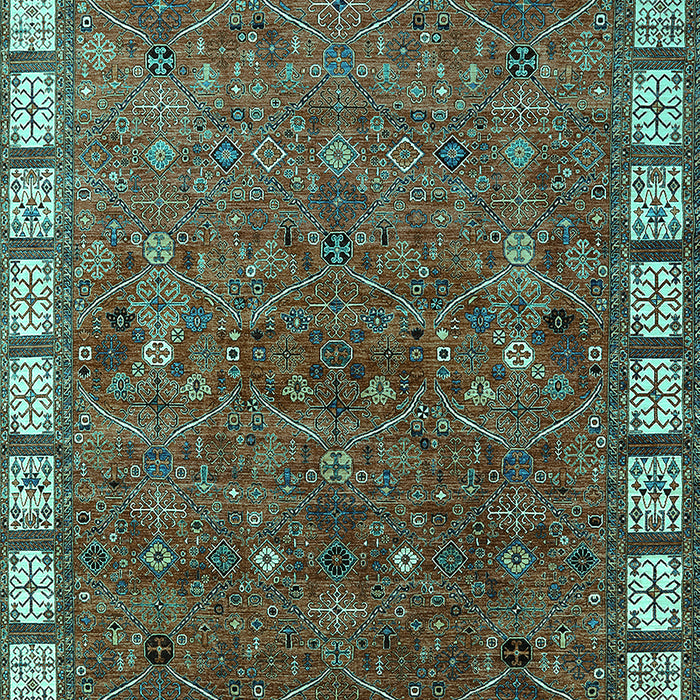 Machine Washable Oriental Turquoise Industrial Area Rugs, wshurb2331turq
