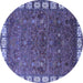 Round Machine Washable Oriental Blue Industrial Rug, wshurb2331blu