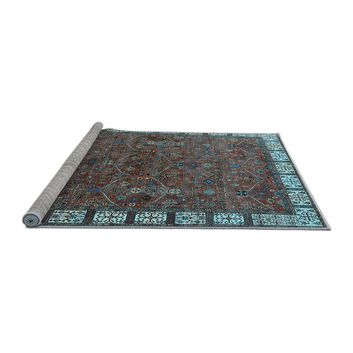 Sideview of Machine Washable Oriental Light Blue Industrial Rug, wshurb2331lblu