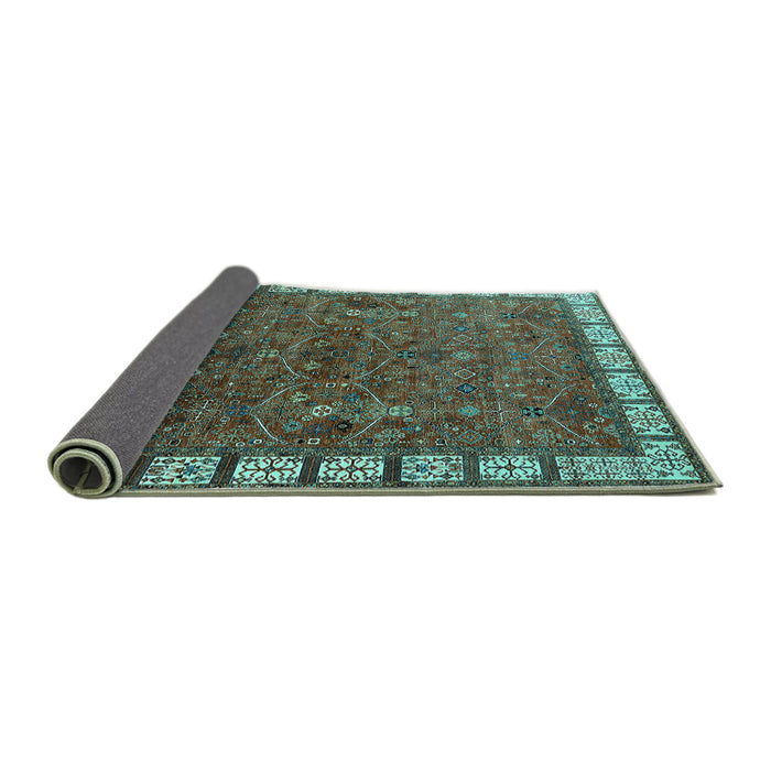 Sideview of Oriental Turquoise Industrial Rug, urb2331turq