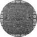 Round Machine Washable Oriental Gray Industrial Rug, wshurb2331gry