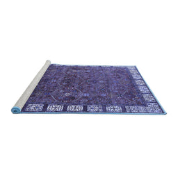 Sideview of Machine Washable Oriental Blue Industrial Rug, wshurb2331blu
