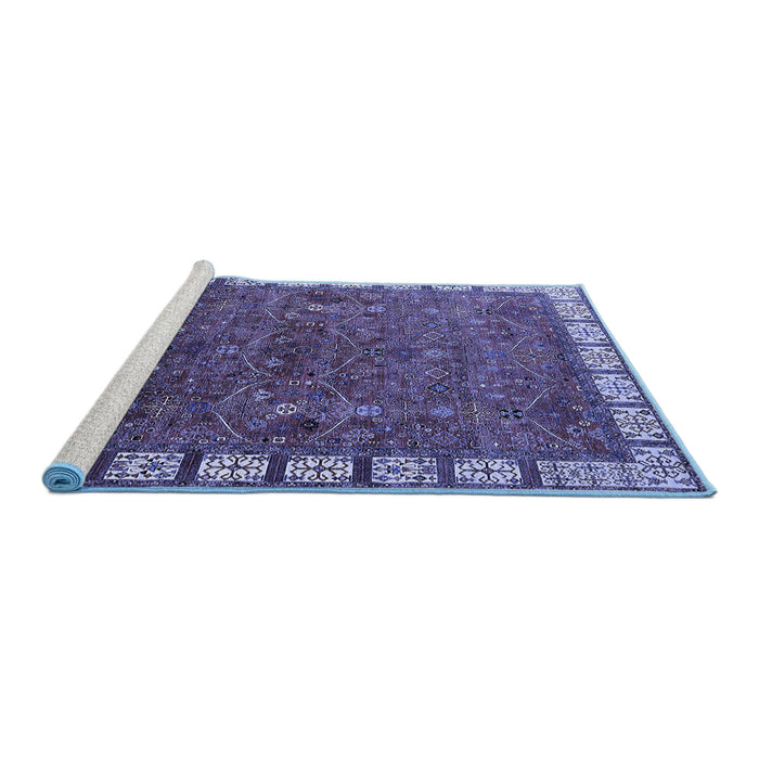 Sideview of Machine Washable Oriental Blue Industrial Rug, wshurb2331blu