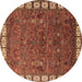 Round Oriental Brown Industrial Rug, urb2331brn