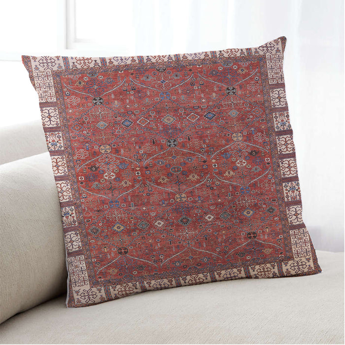 Lifestyle Image of Mid-Century Modern Urban Square Red Throw Pillow, 18 inch by 18 inch, pwurb2331