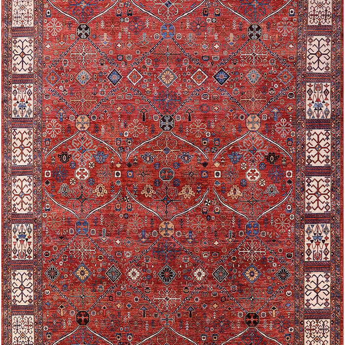 Machine Washable Industrial Modern Red Rug, wshurb2331