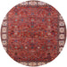 Round Mid-Century Modern Red Oriental Rug, urb2331