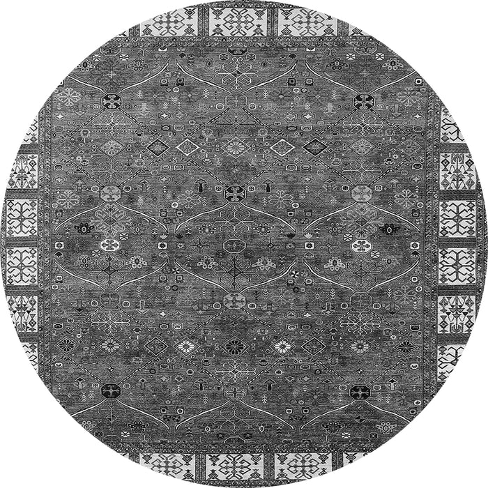 Round Oriental Gray Industrial Rug, urb2331gry