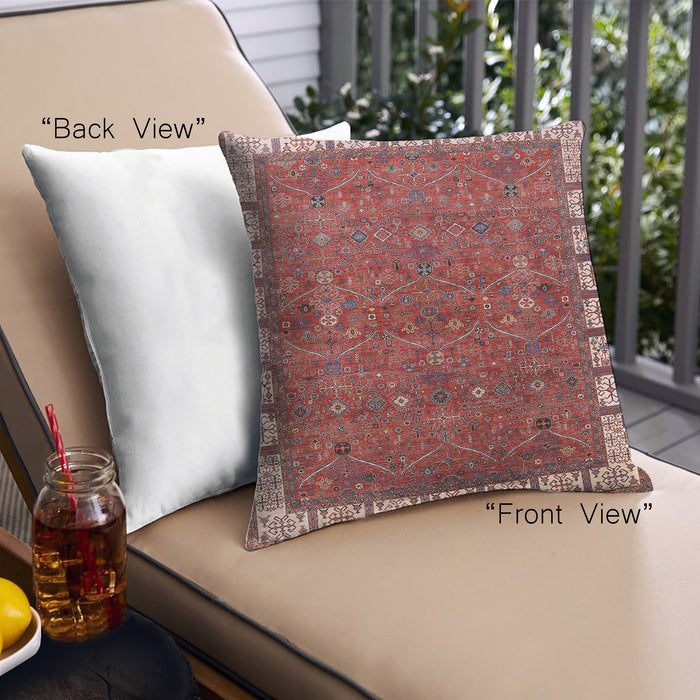 Front View of Mid-Century Modern Urban Square Red Throw Pillow, 18 inch by 18 inch, pwurb2331