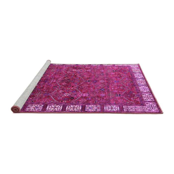 Sideview of Machine Washable Oriental Pink Industrial Rug, wshurb2331pnk