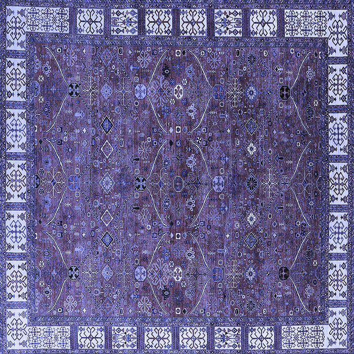 Square Machine Washable Oriental Blue Industrial Rug, wshurb2331blu