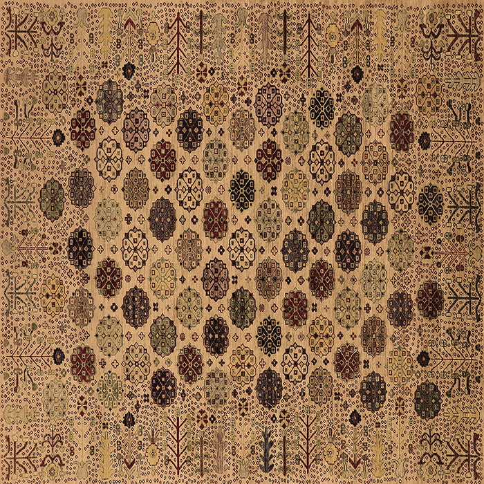 Square Machine Washable Oriental Brown Industrial Rug, wshurb2332brn