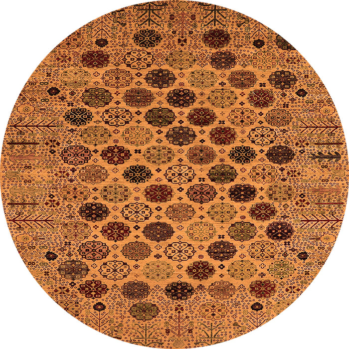Round Oriental Orange Industrial Rug, urb2332org