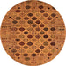 Round Oriental Orange Industrial Rug, urb2332org