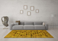 Machine Washable Oriental Yellow Industrial Rug, wshurb2332yw