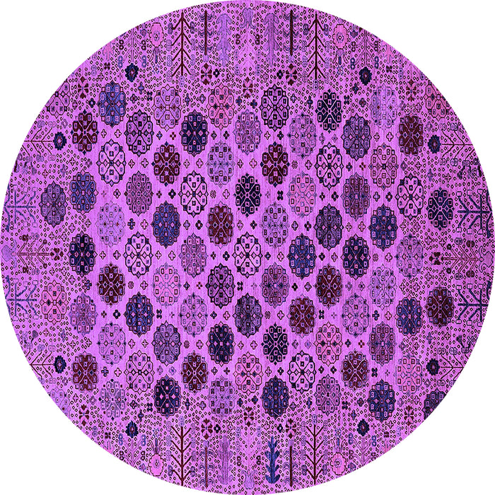 Round Machine Washable Oriental Purple Industrial Area Rugs, wshurb2332pur