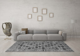 Machine Washable Oriental Gray Industrial Rug in a Living Room,, wshurb2332gry