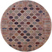 Round Mid-Century Modern Reddish Brown Oriental Rug, urb2332