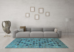 Machine Washable Oriental Light Blue Industrial Rug in a Living Room, wshurb2332lblu