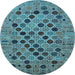 Round Oriental Light Blue Industrial Rug, urb2332lblu