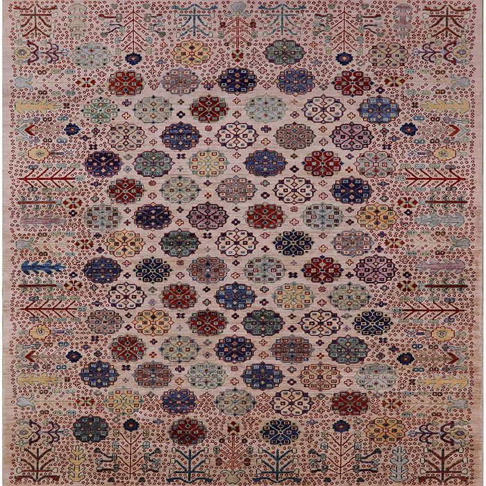 Square Mid-Century Modern Reddish Brown Oriental Rug, urb2332