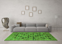 Machine Washable Oriental Green Industrial Area Rugs in a Living Room,, wshurb2332grn