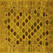 Square Machine Washable Oriental Yellow Industrial Rug, wshurb2332yw