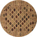 Round Oriental Brown Industrial Rug, urb2332brn