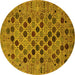 Round Machine Washable Oriental Yellow Industrial Rug, wshurb2332yw