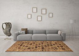 Machine Washable Oriental Brown Industrial Rug in a Living Room,, wshurb2332brn