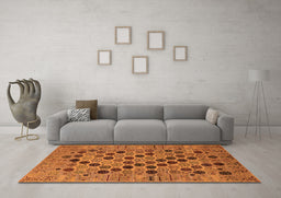Machine Washable Oriental Orange Industrial Area Rugs in a Living Room, wshurb2332org