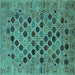 Square Oriental Turquoise Industrial Rug, urb2332turq