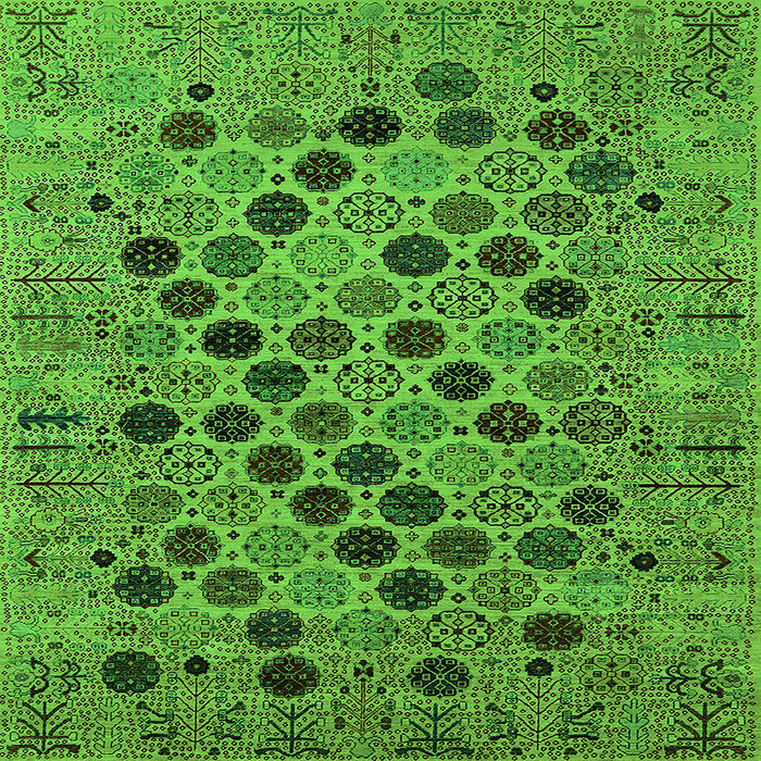 Square Machine Washable Oriental Green Industrial Area Rugs, wshurb2332grn