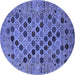 Round Oriental Blue Industrial Rug, urb2332blu