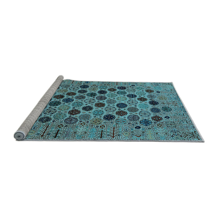 Sideview of Machine Washable Oriental Light Blue Industrial Rug, wshurb2332lblu