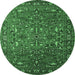 Round Oriental Emerald Green Traditional Rug, urb2333emgrn