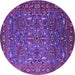 Round Machine Washable Oriental Purple Traditional Area Rugs, wshurb2333pur