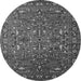 Round Machine Washable Oriental Gray Traditional Rug, wshurb2333gry